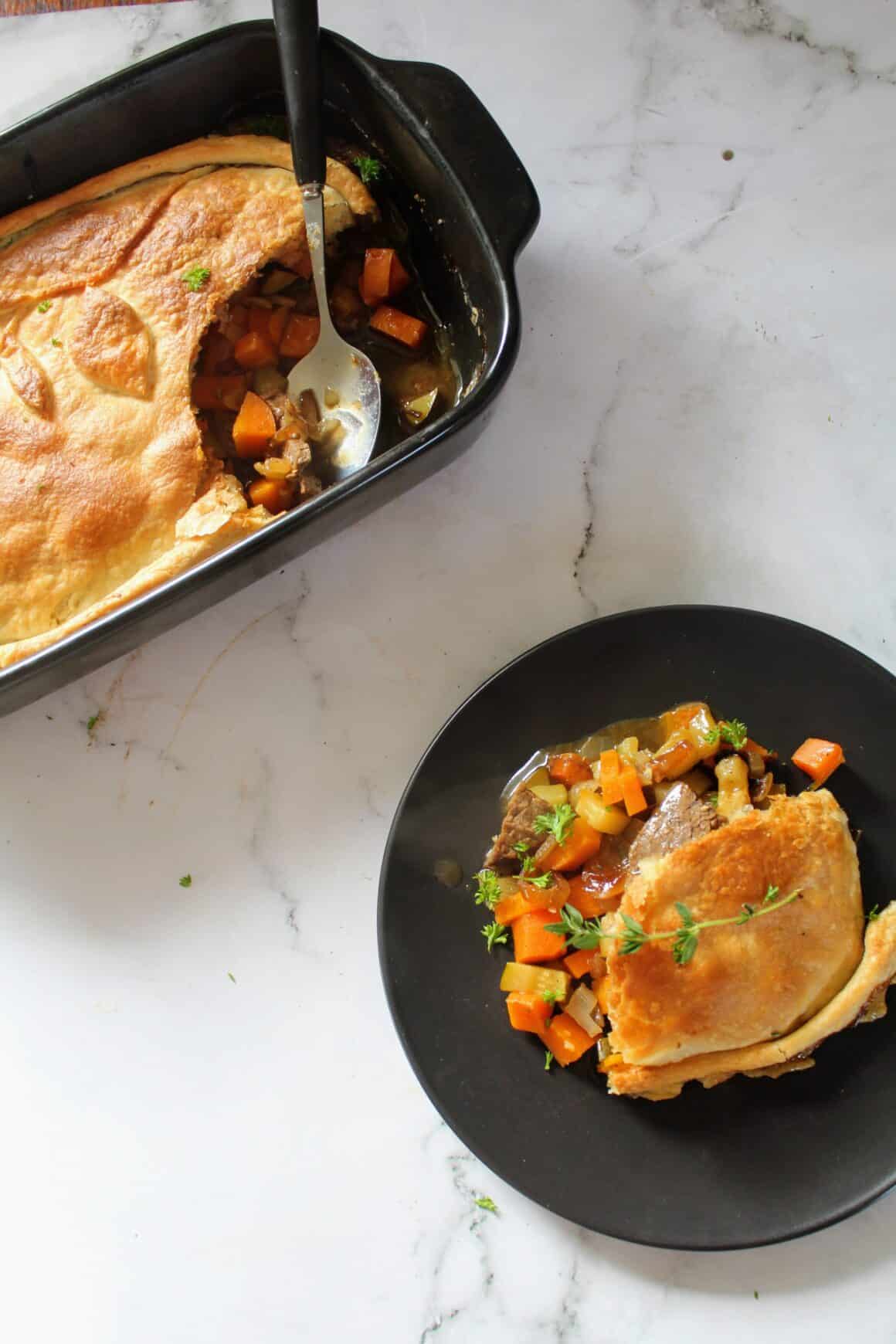 Beef and Vegetable Pie - Serving suggestion